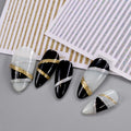 2 Stück 3D-Glitzerlinien-Nagelaufkleber, holografisch, golden, silbrig, schwarz, gerade Streifen, metallische Linien, Nägel, Schieber, Maniküre-Dekor