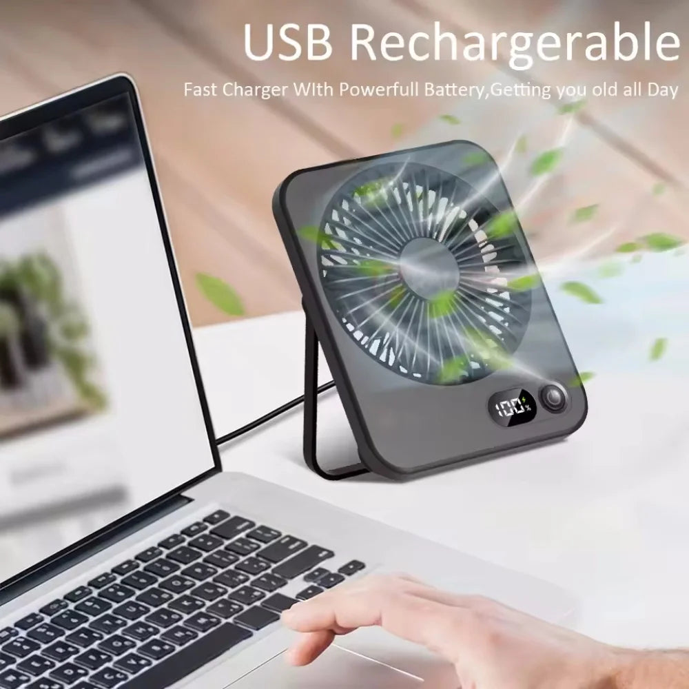 Faltbarer 5-Gang-Ventilator, ultradünn, geräuscharm, starker Wind, tragbar, USB-wiederaufladbar, für Schreibtisch, Wand, Deckenmontage, Kühlung, für den täglichen Gebrauch zu Hause ﻿