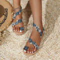Plus Size Sandalen für Frauen, die im Sommer draußen römische Hausschuhe tragen, neue bequeme und vielseitige, flache Sohle, 43 fette Füße breit