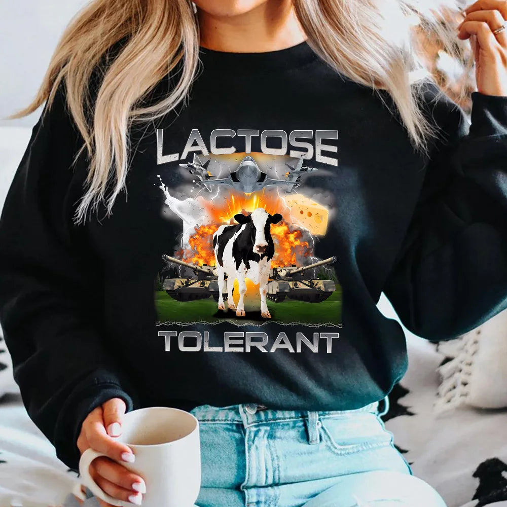 Lactose Tolerant Sweatshirt Lustiges Meme Milch Käse Diät Fitness Workout Hoodie Retro Milchkuh Lustige Kuh Halloween Trendige Sweatshirts