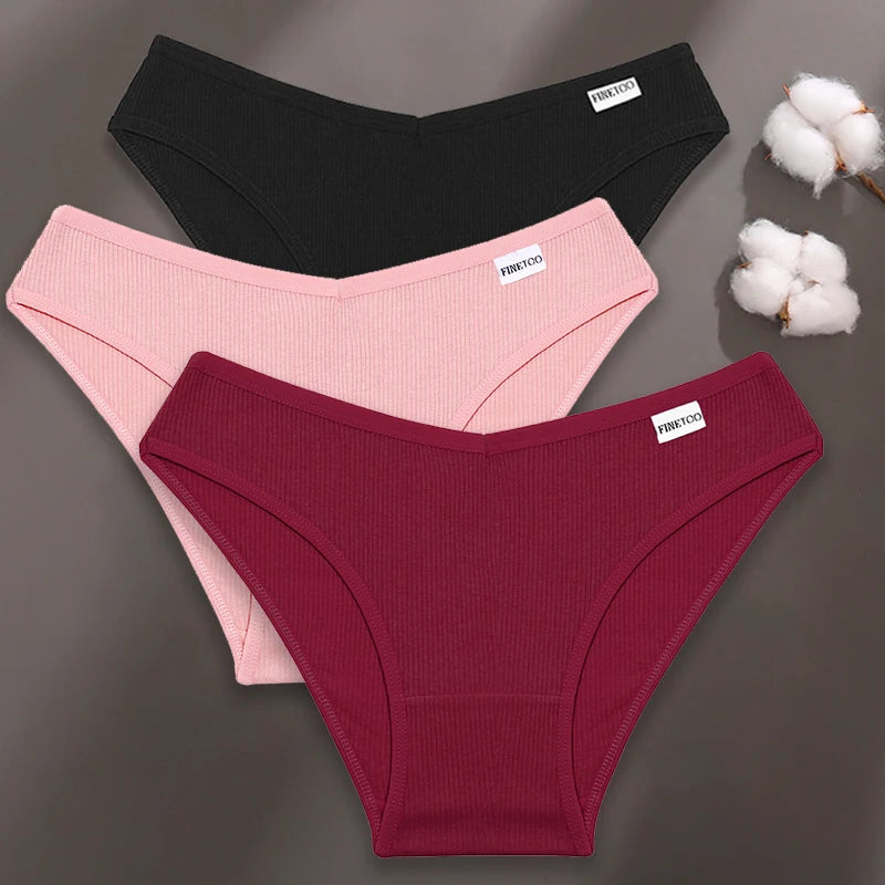 Finetoo 3 teile/satz M-XXL Frauen sexy Baumwolle Höschen Unterwäsche weibliche Unterhosen Frau Slips Baumwolle Höschen Mädchen intimates Dessous