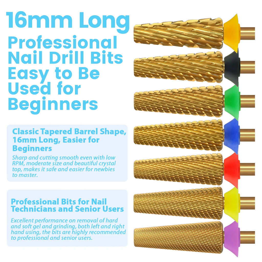 MagiBling Hartmetall Nagel Bohrer Bits Kreuz Cut Konische Barrel Rechts Links Hand Acryl Cutter Gel Entfernung Maniküre Werkzeug 3/32'' 16mm