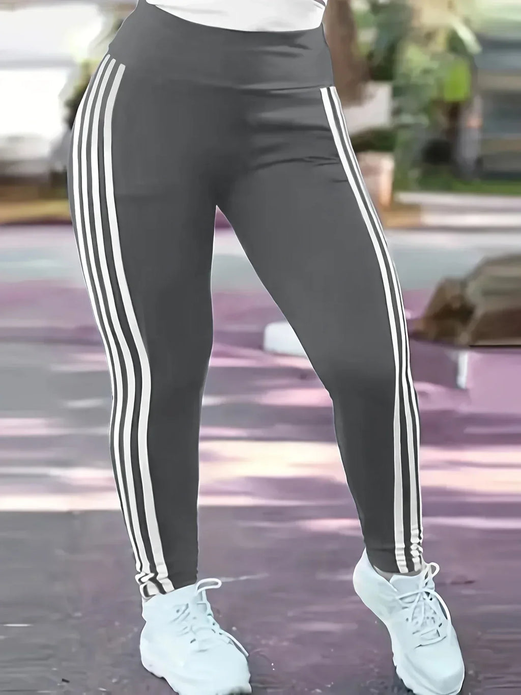 Frauen 1XL-5XL Plus Größe Mode Gestreiften Leggings Hosen Damen Beiläufige Dünne Sport Hosen Laufhose