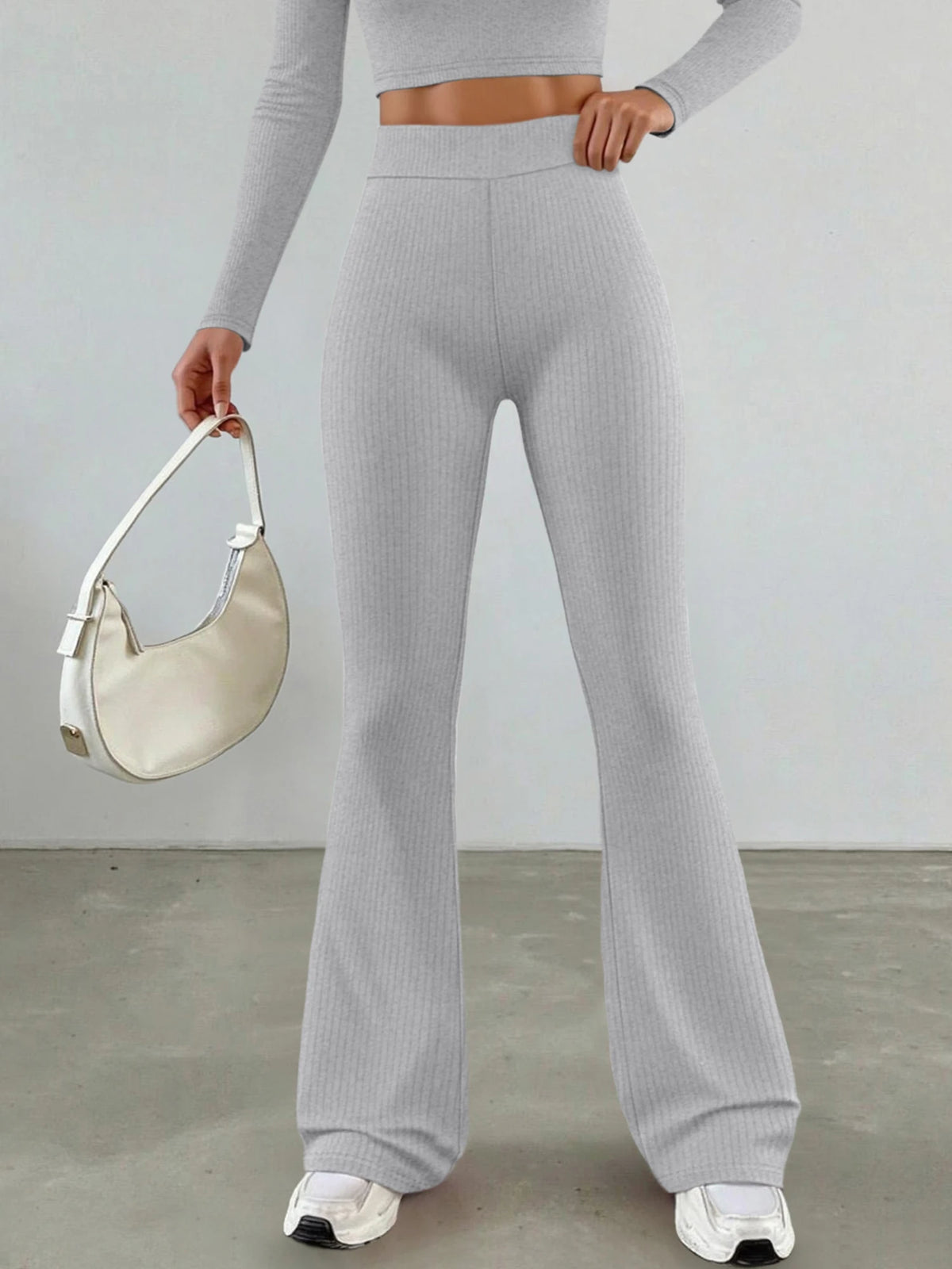 Einfarbige, hoch taillierte Hose mit geradem Bein für Damen, schlankmachende, drapierte Hose für Frühling und Herbst, vielseitige, lässige Pendelhose