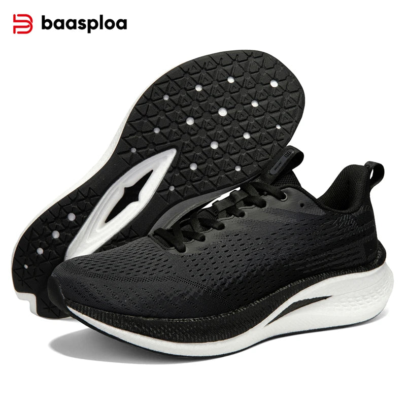 Baasploa Herren-Laufschuhe, atmungsaktiv, leicht, professionelle Sport-Turnschuhe, männliche Komfort-Turnschuhe mit Carbonplatte, rutschfeste Marathon-Turnschuhe