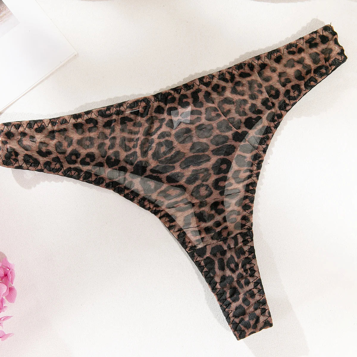 2 Pieces Sexy Leopard Print Transparent Underwire Bra Panty Set Women's Sexy Underwear Thin Seducing Mesh Printed Bralette