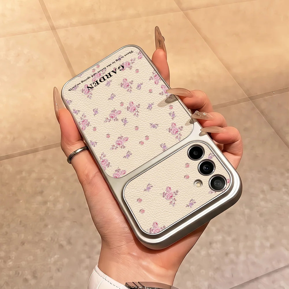 Blumen-Handyhülle für Samsung S26 Ultra S25 S24 FE Plus Leder-Lanyard für Samsung A56 A55 A57 A36 A37 A27 A07 A16 A17 Cover