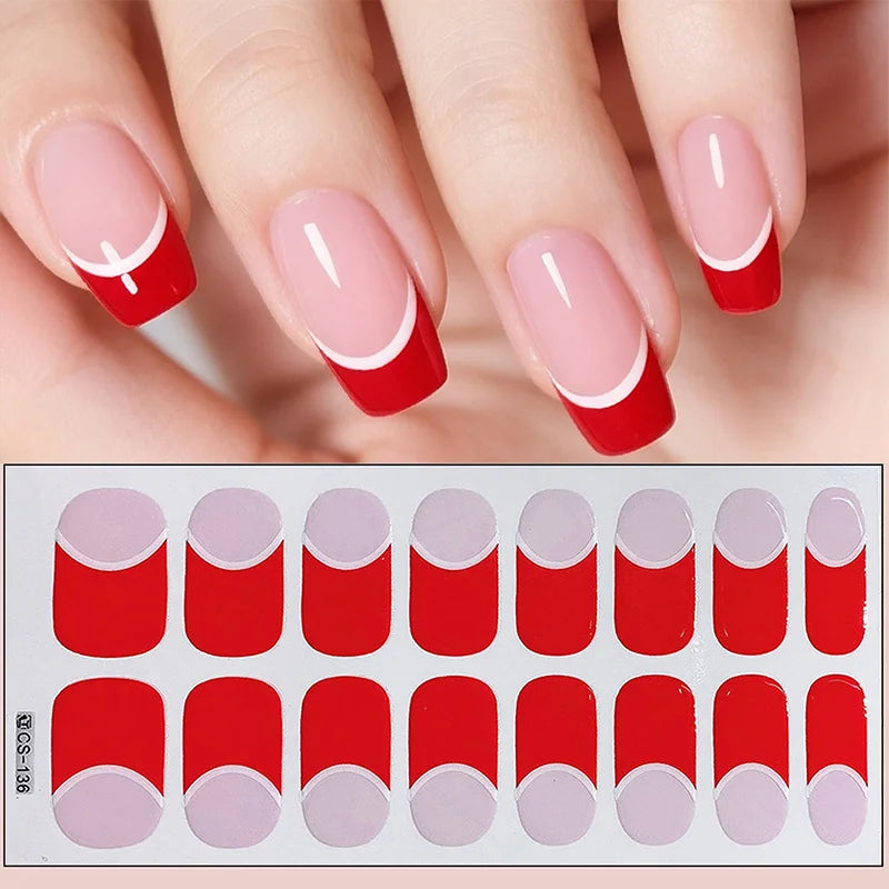 16 Tipps weinrote Nagelaufkleber, langlebig, einfarbig, volle Nagelfolien, selbstklebender Slider, Nagelkunst, DIY-Aufkleber, Maniküre-Dekor