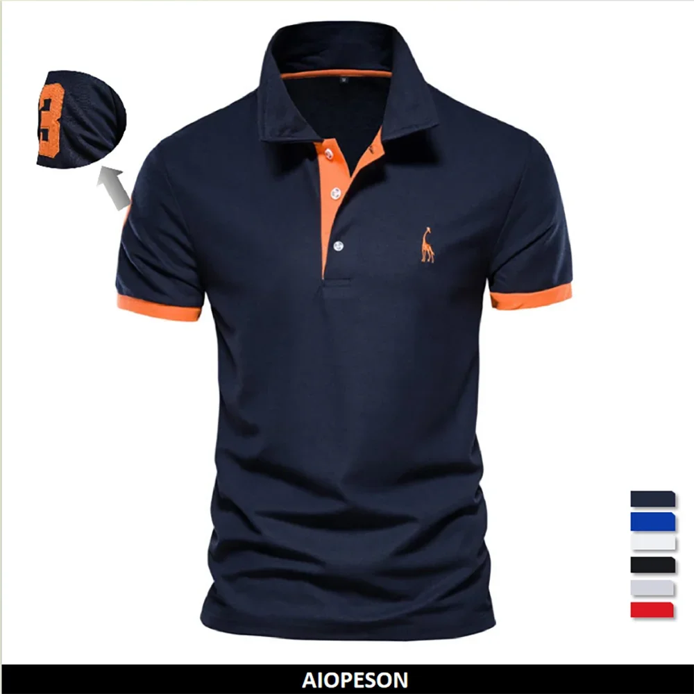 Dropshipping Polo Giraffe Hemd Männer Qualität Stickerei Sommer Kurzarm Polo Casual Business Social Herren Polos BR Größe
