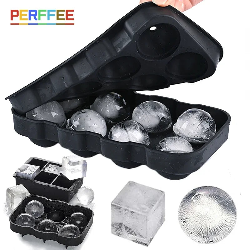Eiswürfelschale, Silikon-Eisball-Gefrierschrankform, quadratischer Eiswürfelbereiter mit Deckel, 4/6/8 Gitter für Whiskey, Cocktail, Kaffeezubehör