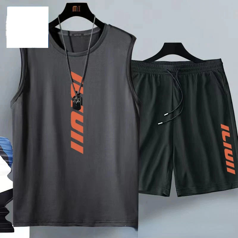 Sommer Herrenmode Lässiger Basketball-Anzug Street Sportwear 2-teiliges Atmungsaktives Kurzarm-T-Shirt+Jogging-Shorts-Set