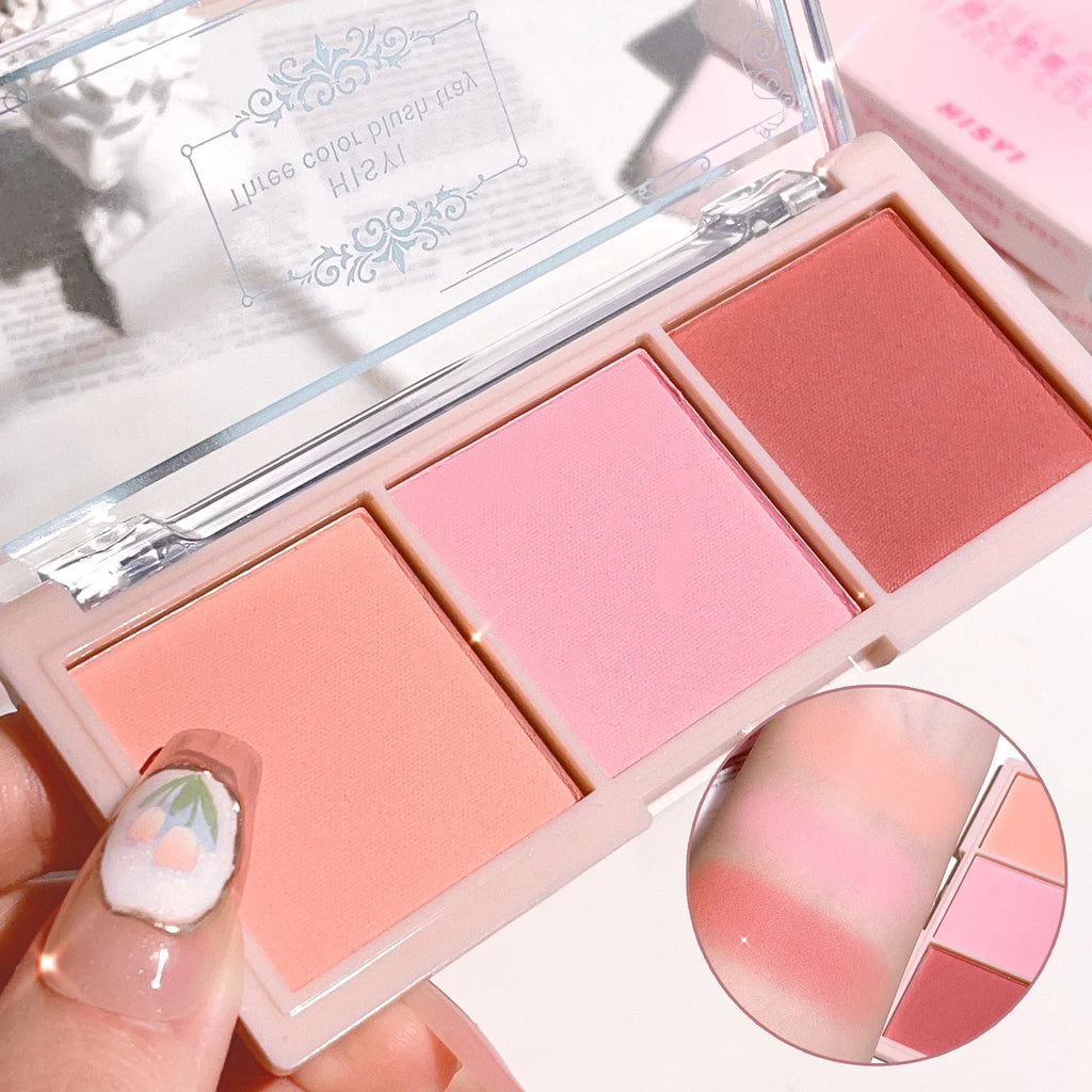 3-Farben-Wange, rote Platte, nacktes Make-up, natürlicher, mattierter Milchtee, orangefarbenes Lidschatten-Make-up, langlebig, hohe Farbwiedergabe, unsichtbar