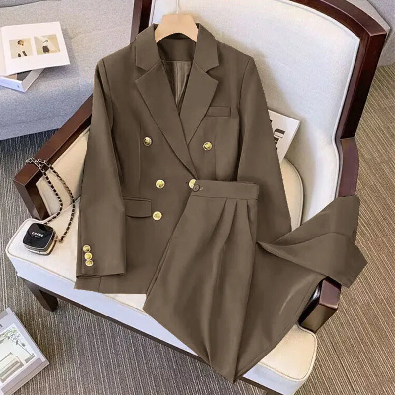 Herbst Zweiteiler für Damen 2026 Lässig Schick und Elegant Oberteile Mäntel Outfit Blazer Hosen Sets Damenanzug Kleidung