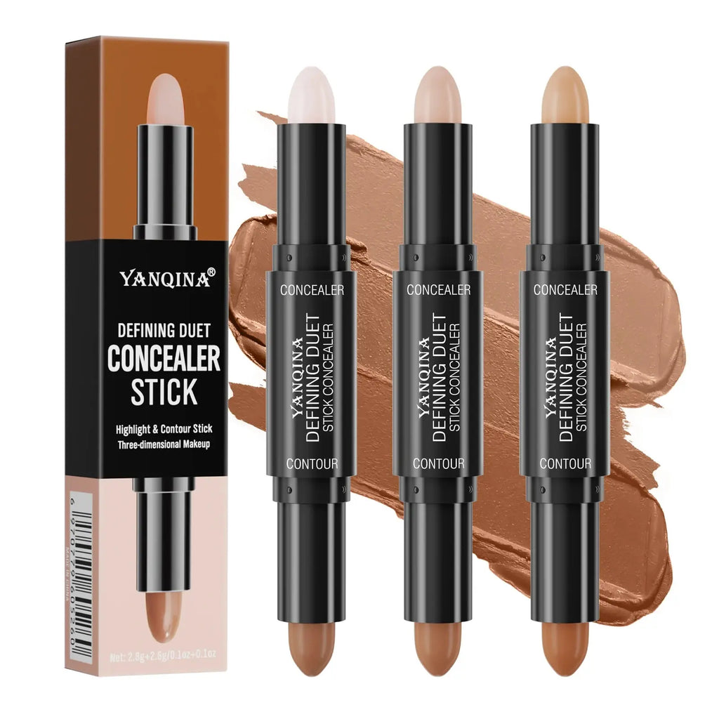 Contour Stick Duo, doppelseitige Highlight- und Schattencreme, wasserfester Concealer mit vollständiger Abdeckung, natürliches Finish-Make-up für alle Sk