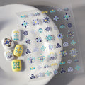 5D geprägte elegante böhmische Blumen Nail Art Aufkleber Spitze Blume Totem Nagel Aufkleber Aufkleber selbstklebende böhmische Maniküre Decot