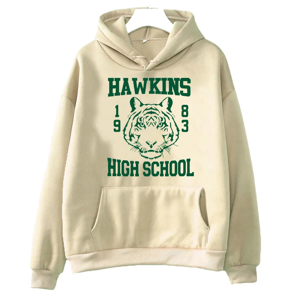 Hawkins High School Tiger Hoodie Surfer Boy Pizza Sweatshirts Gemütliche Tops Streetwear Herren Unisex Sweatshirts