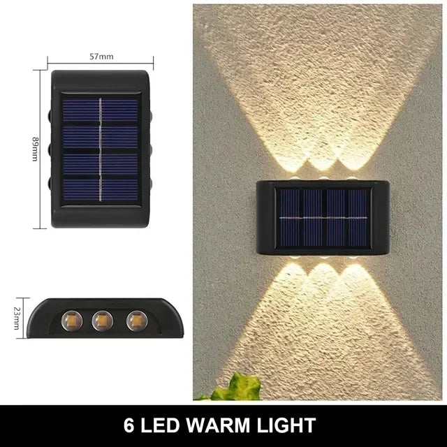Solar-Außenwandleuchte, 12 LEDs, wasserdicht, Gartenleuchte, Hofbalustrade, dekorative Atmosphärenlampe, nach unten leuchtende Solarlampe