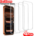 4 Stück HD-Glas-Displayschutzfolie für iPhone 17 Pro Max, iPhone 16, 15, 14, 13, 12, 11 Pro, XS Max, XR, Gehärtetes Glas Schutzfilm