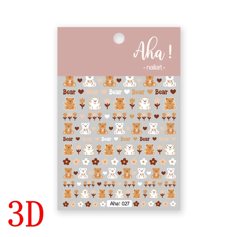 1Pc 3D Cartoon Nette Katze Nagel Kindliche Aufkleber Nette Kitty Welpen Hund Selbstklebende Nail art Haustier Tiere Maniküre schöne Aufkleber *