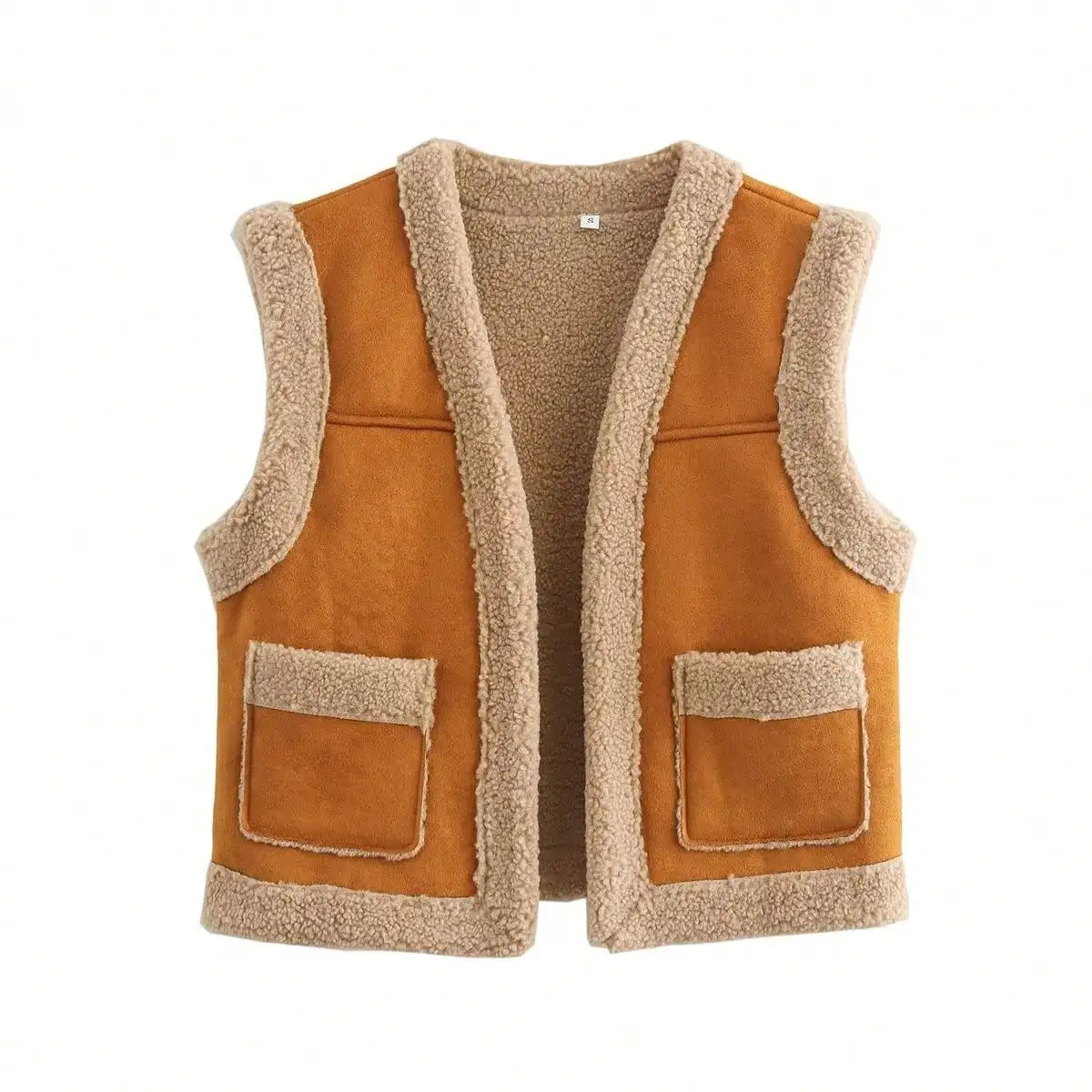 HH Damen Vintage Weste mit Offener Front, Ärmellos, mit Taschen, Frühling Herbst High Street Oberbekleidung, Lässige Urlaubs-Mode Party-Jacke