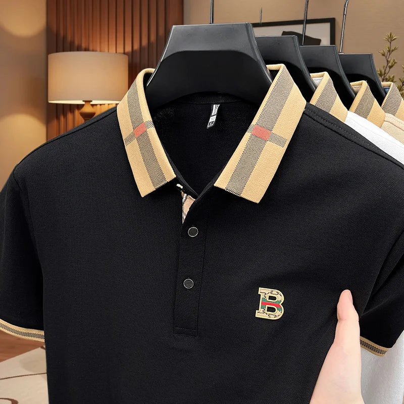 Bestseller Marke Sommer Neu 100% Reine Baumwolle Komfortables Poloshirt Modisches Herren-Klassiker mit Buchstaben-Emblem Lässiges Kurzarm-Shirt