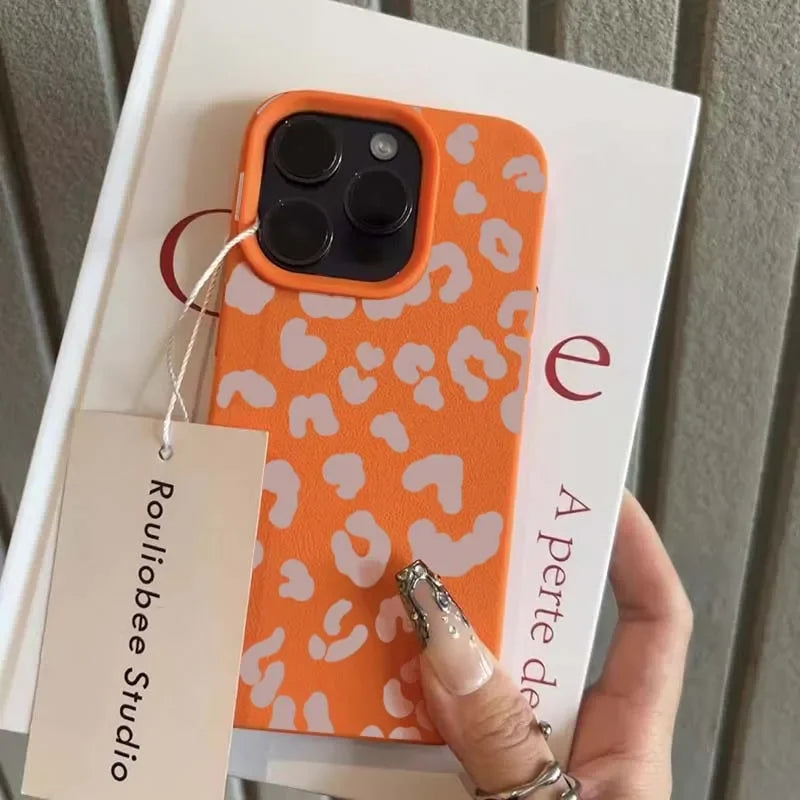 Handyhülle für iPhone 16e 16 15 14 13 12 11 Pro Max 16 Plus XS Max X XR Minimalistischer Leopardenmuster Lichee-Muster Weiche TPU-Abdeckung