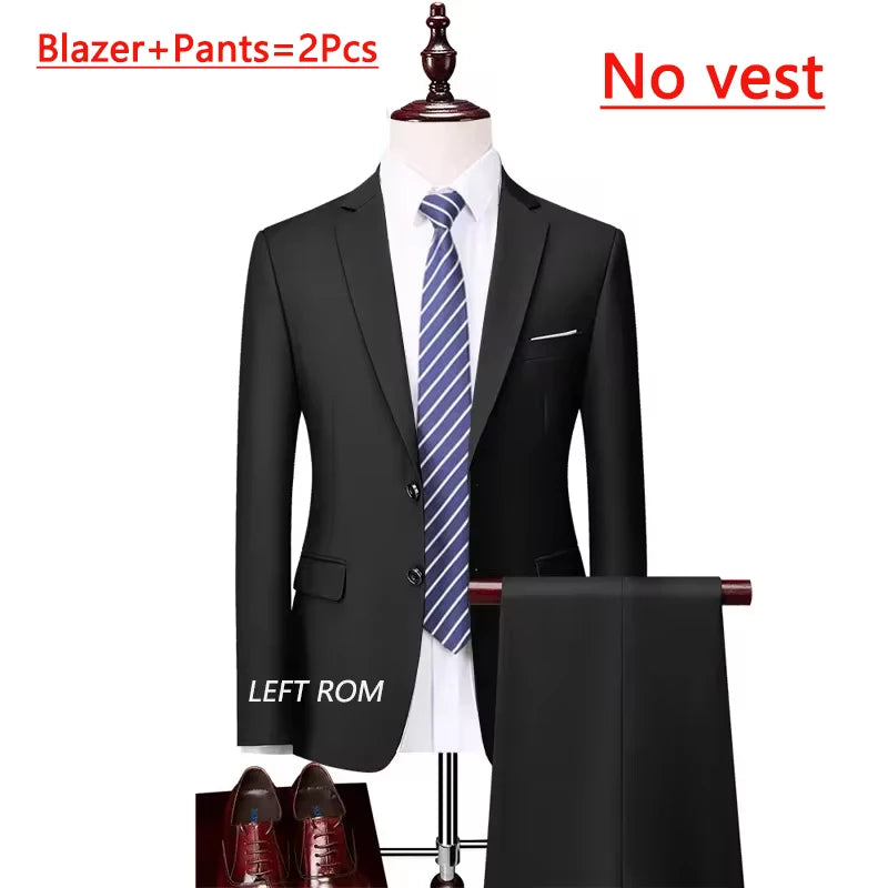 14 Farben M-6XL ( Jacke + Weste + Hose) High-End-Marke formale Business Herren Anzug dreiteiligen Bräutigam Brautkleid einfarbigen Anzug