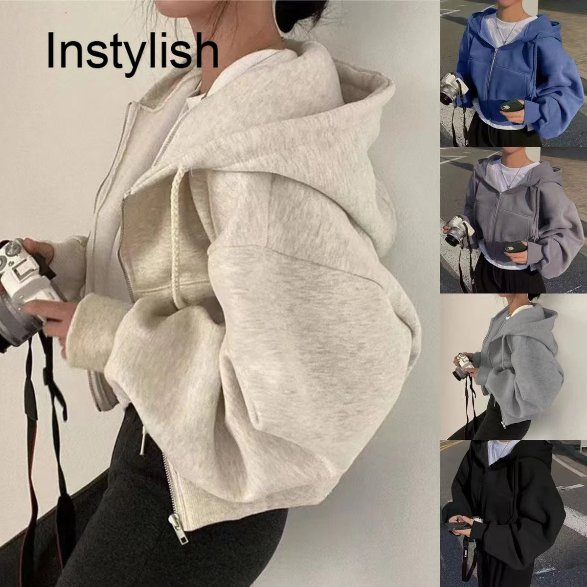 Frühling Und Herbst Neue Vielseitige Zipper Mit Kapuze Sweatshirt Frauen Casual Mit Kapuze Y2K Langarm Top Frauen Lose Und Entspannen zurück Mantel