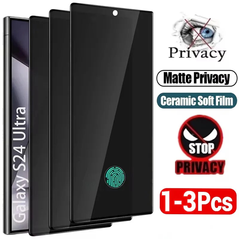 1-3PCs Matte Keramik Privatsphäre Screen Protector Für Samsung S24 S22 S23 Ultra FE Anti-Spy Film A55 a54 5g A25 A34 A72 A53 A15 A32
