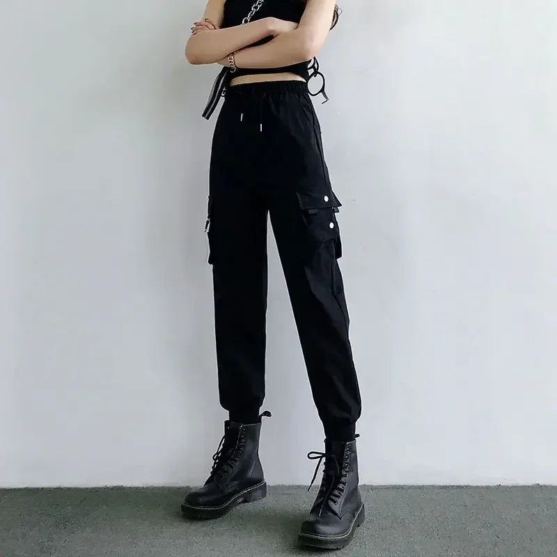 Cargo Hosen Für Frauen Farbe Passenden Knöchel Banded Skateboard Hosen Schwarz Jogger Weibliche Jogginghose Plus Größe S-4XL 5XL