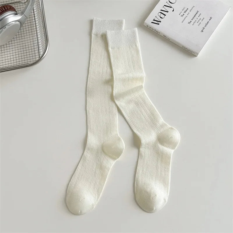 1/4paris Damenstrümpfe Damen-Socken in der Mitte der Wade JK Lolita Süße Mädchen Lange Socken Strumpf Einfarbig Schwarz Weiß Grau Kniestrümpfe
