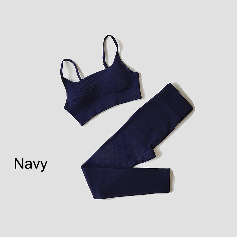 WAREBALL Nahtlose Workout Crop Top Sport Leggings Sexy Top Bh Yoga Outfits Für Frauen Sportswear Sportlich Tragen Gym Sets