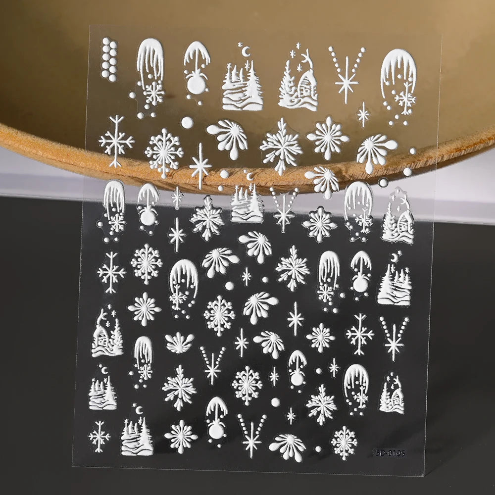 1 Blatt 5D Holly Beeren Weihnachten Nagel Declas Niedliche Tupfen Weihnachtsbäume Nagelaufkleber Lebkuchenmann Schneeflocke Maniküre
