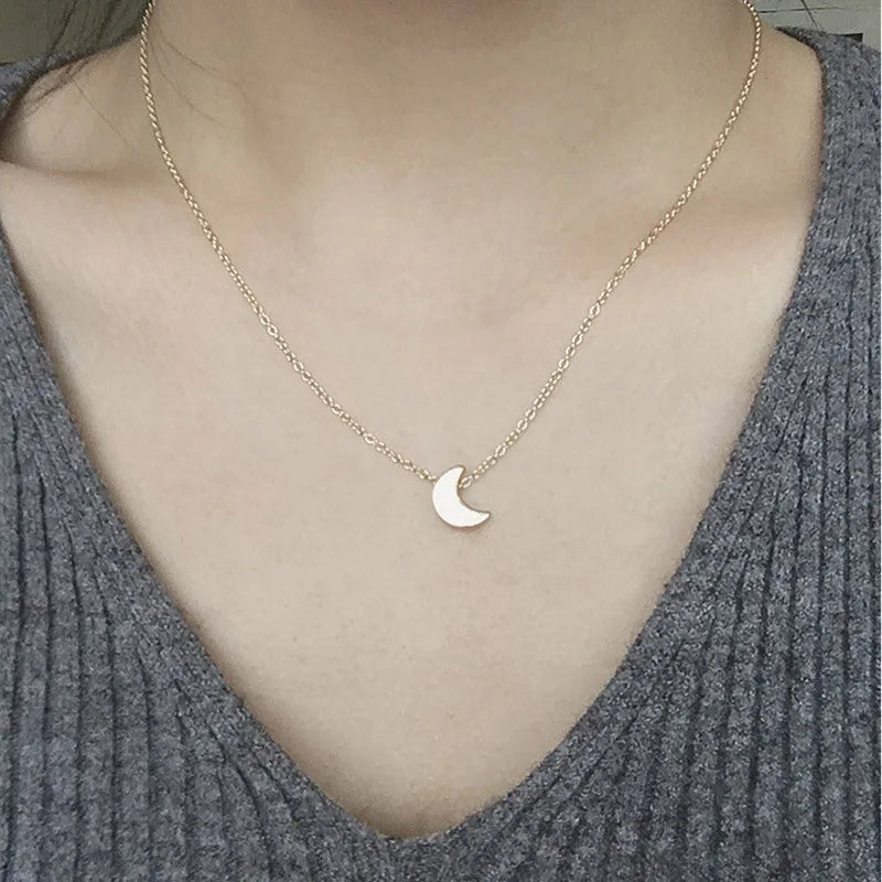 FSUNION 2025 Neue Mode Halsband Gold Farbe Silber Kette Stern Herz Mond Anhänger Halskette Für Frauen Schmuck Geschenke
