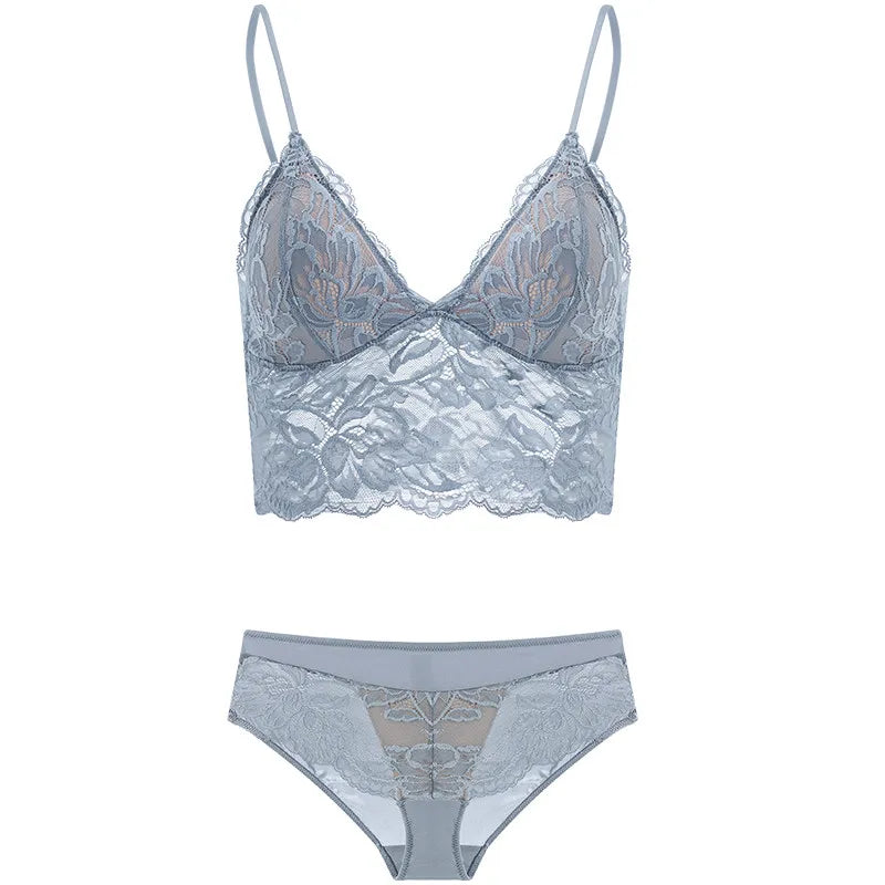 Französisches Damen-Dessous-Set aus dünner Spitze, trägerloser Triangel-BH, schlanker, unsichtbarer BH, perfekt für große Brüste, um sie kleiner zu lassen, für den Alltag, S-XL