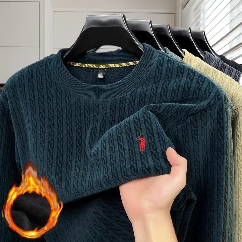 Luxus Herbst und Winter neue heiße verkaufende samt warme Strickpullover modische Männer Marke Paul bestickt bequeme Pullover