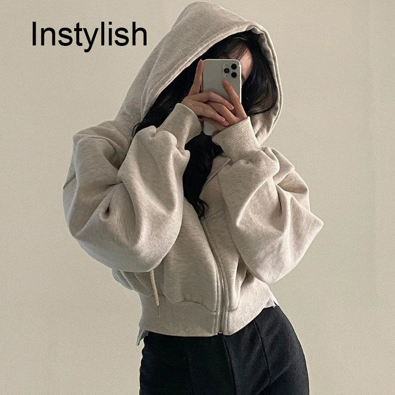 Frühling Und Herbst Neue Vielseitige Zipper Mit Kapuze Sweatshirt Frauen Casual Mit Kapuze Y2K Langarm Top Frauen Lose Und Entspannen zurück Mantel