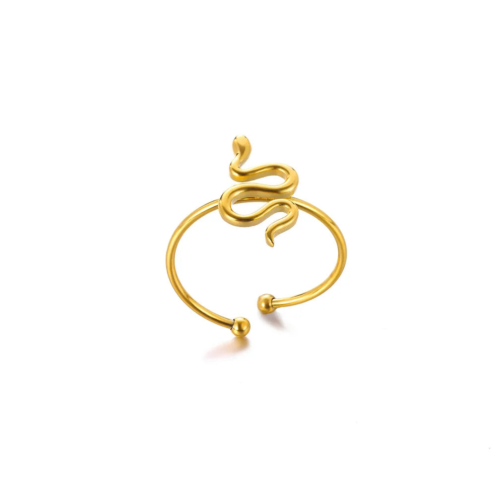 Minimalistische offene Schlangenringe aus Edelstahl, goldfarben, herzförmig, verstellbare Ringe, klassischer Partyschmuck, kostenloser Versand