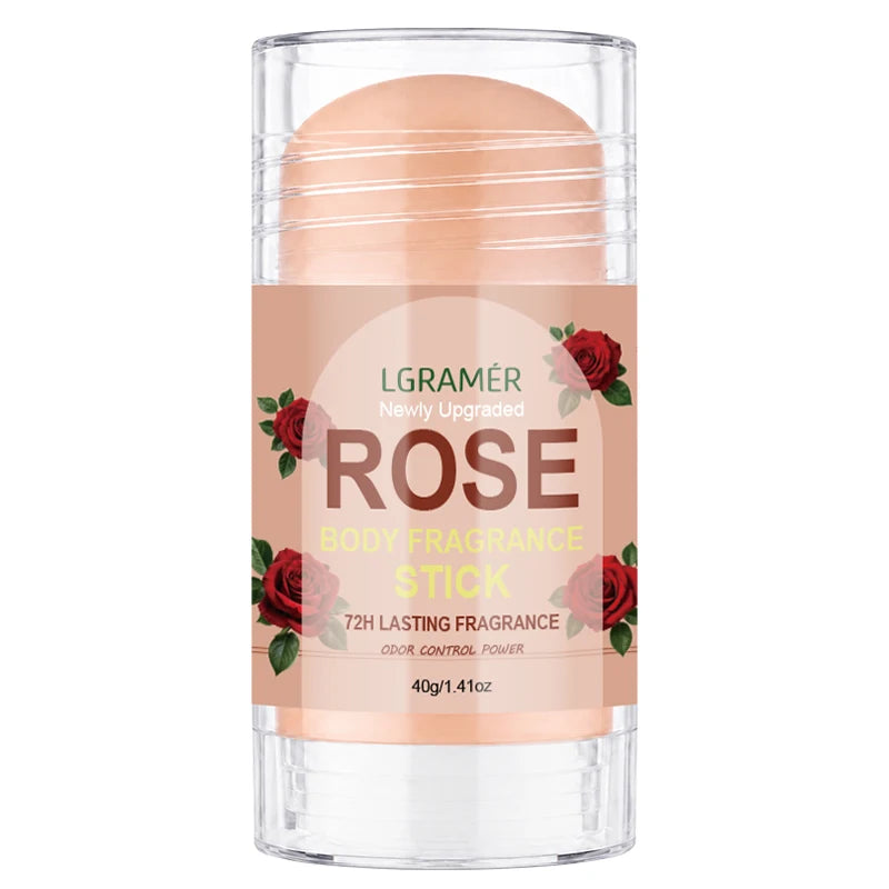 Rosen-Duft Deodorant Stick 72H Langanhaltender Duft Natürliche Pflanzenformel Glatter Nicht-Klebriger Geruchskontrollierender Körperbalsam für Täglichen Gebrauch