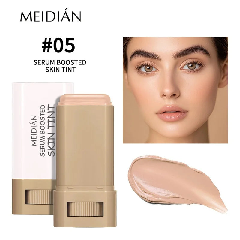 Hautfarbener Foundation-Stick in 6 Farben mit Serum-Boost, Seidiger Textur, Feuchtigkeitsspendende Abdeckung, Concealer-Basis, Gesichtskontur-Stick Make-up