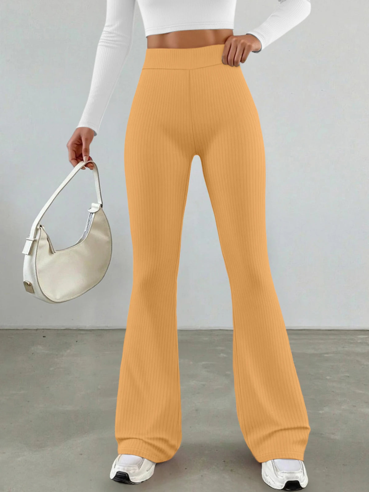 Einfarbige, hoch taillierte Hose mit geradem Bein für Damen, schlankmachende, drapierte Hose für Frühling und Herbst, vielseitige, lässige Pendelhose