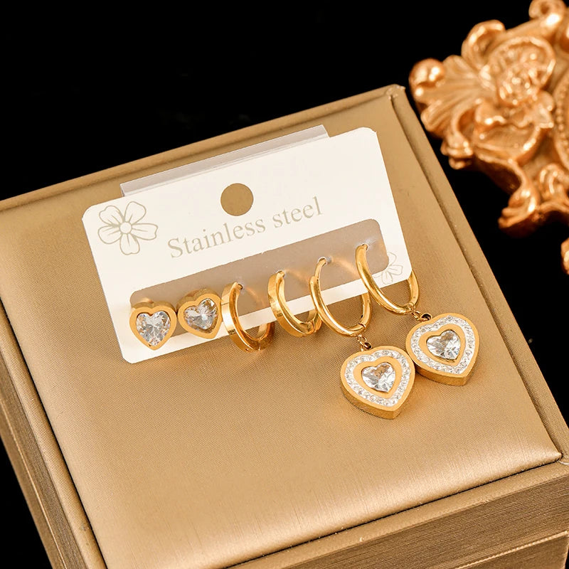 EILIECK Trendige Damen-Ohrringe mit Blumenmuster und rosa Zirkonia, Edelstahl, wasserabweisend, für den Alltag, Schmuck, Geschenk für Damen