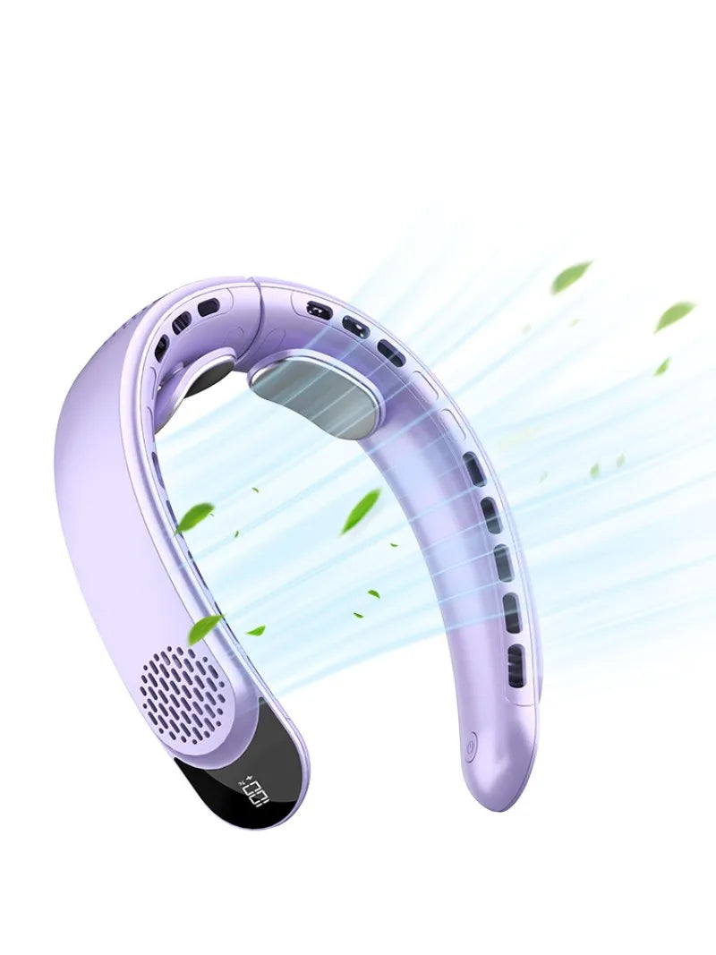 Tragbarer Digitaler Nackenventilator 360 °   Kühlender, blattloser, tragbarer Ventilator mit 4000 mAh, USB-wiederaufladbar, Kühlventilator