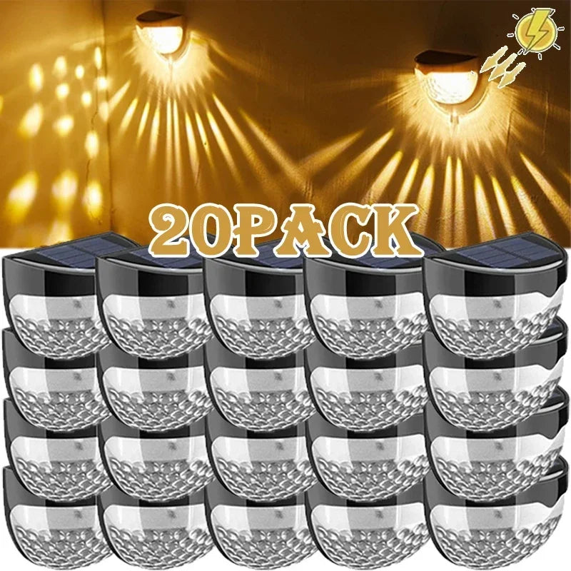 2/4/6/10/12/18/20Pcs Solar Zaun Licht Im Freien Wasserdichte Wand Lampen Girlande Dekoration LED Licht für Garten Schritt Terrasse Treppen