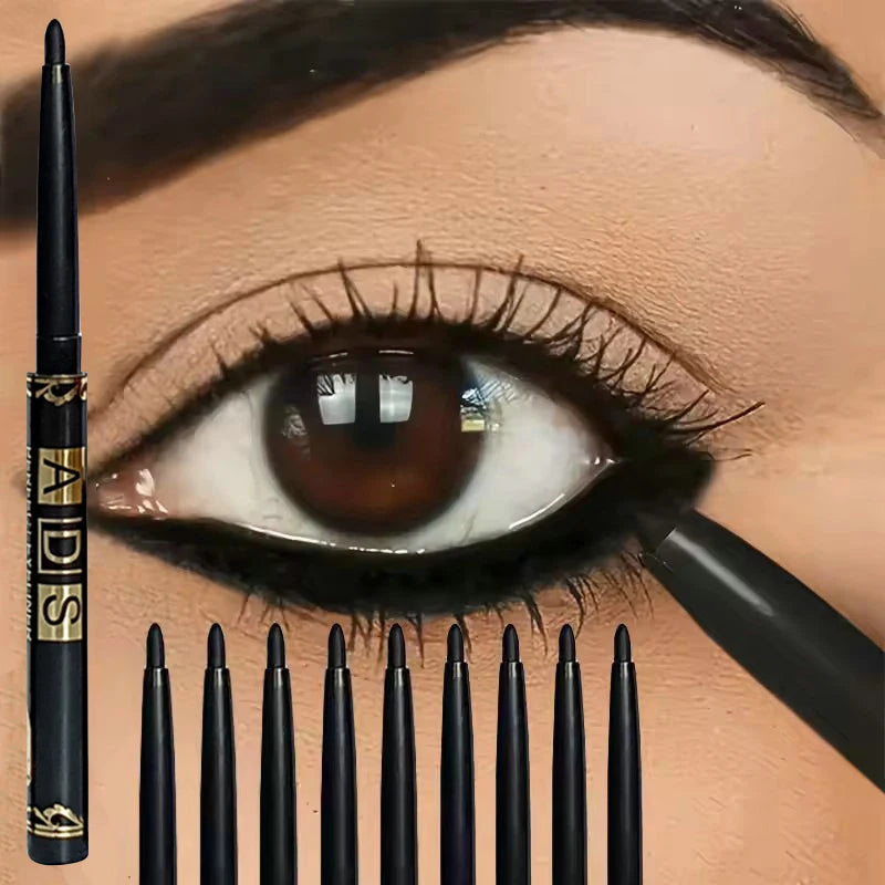 1/5/12 Stück schwarze, braune Eyeliner-Stifte, langlebig, wasserfest, wischfest, drehbar, für auffälliges Augen-Make-up