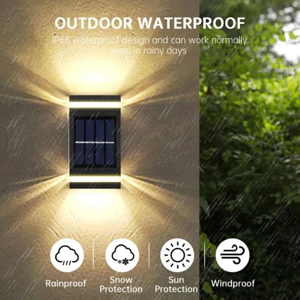 Solar-LED-Lampe für Außenbereich, Wasserdichte Wandleuchte mit Dämmerungssensor für Garten, Hof, Veranda, Gehweg, Camping und Zuhause