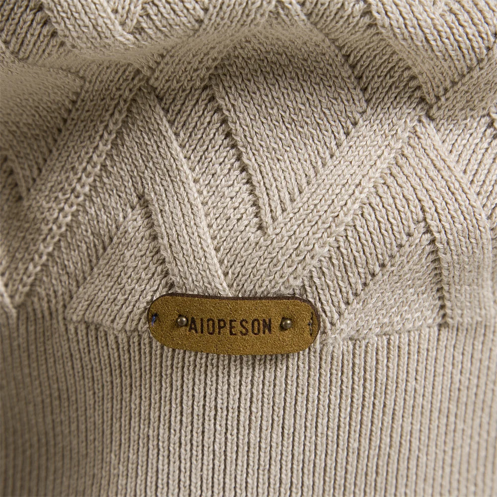 AIOPESON Argyle Grund Männer Pullover Einfarbig Oansatz langarm Gestrickte Männliche Pullover Winter Mode Neue Warme Pullover für Männer