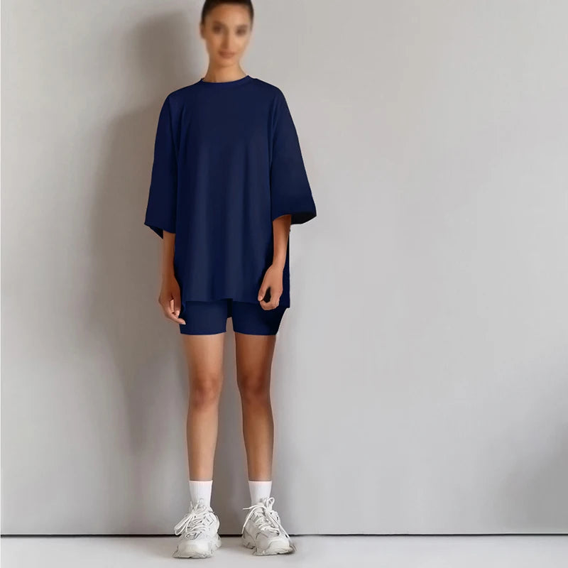 Neuheit Kleine Kinder Baby Mädchen Kleidung 2 Stück Trainingsanzug Set Übergroßen Kurzarm Baumwolle T-shirt + Leggins Shorts Sport Anzug