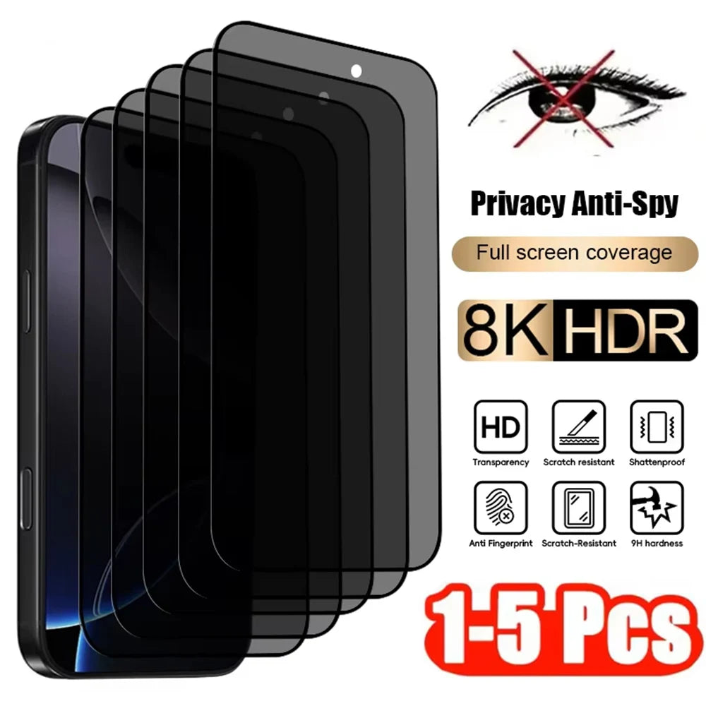 1-5 Stück Anti-Spionage Panzerglas für iPhone 17 15 13 14 11 12 16 18 Pro Max 16e 17e X XS Max XR Sichtschutz-Displayschutzglas