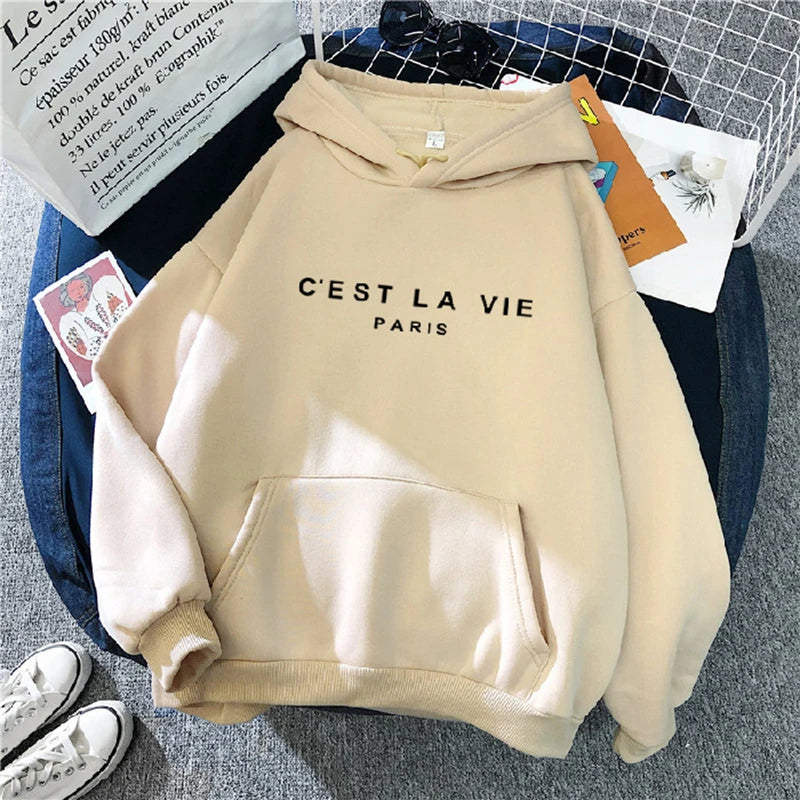 Frauen Casual Drucken Lose Hoodies Frühling Langarm Mit Kapuze Sweatshirt Harajuku Einfache Tops Faul Stil Pullover 2023 Streetwear